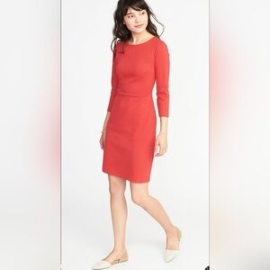 Ponte Knit Shift Orange Dress